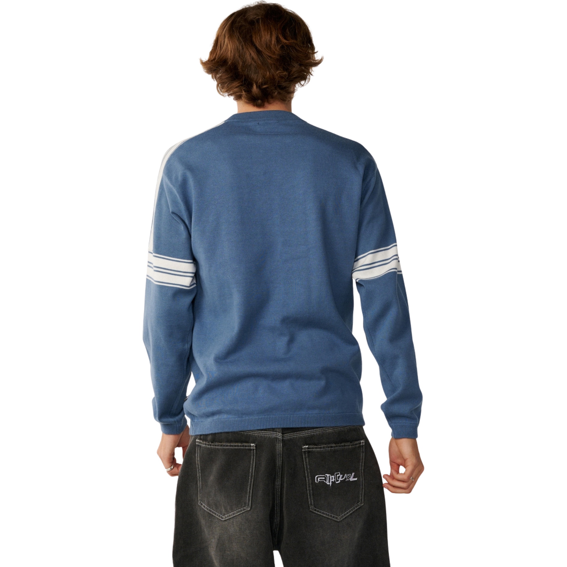 2026 Rip Curl Mens Archive Twu Stripe Crew Knit Sweatshirt 00TMKN - Bluefin